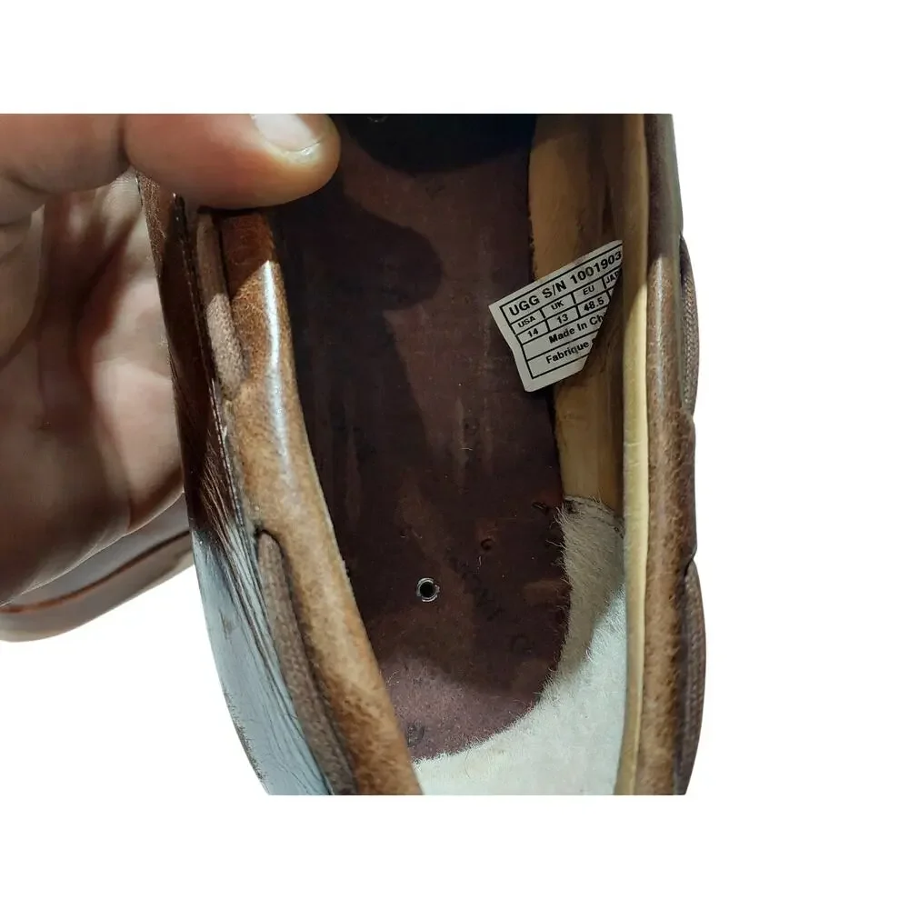 mens size 14 ugg penny loafers leather moccasin style toe.